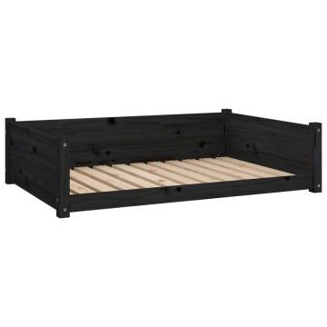 Dog Bed Black 105.5x75.5x28 cm Solid Pine Wood