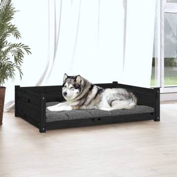 Dog Bed Black 105.5x75.5x28 cm Solid Pine Wood