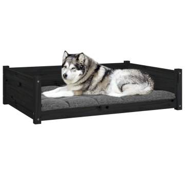 Dog Bed Black 105.5x75.5x28 cm Solid Pine Wood