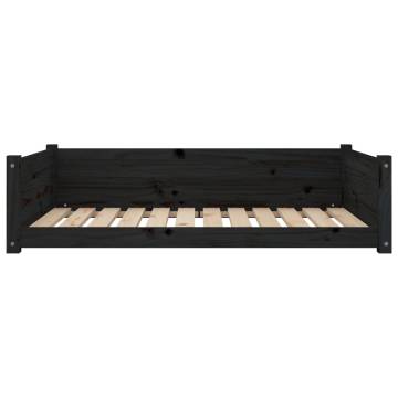 Dog Bed Black 105.5x75.5x28 cm Solid Pine Wood