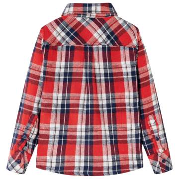 Kids' Plaid Shirt Red and Navy 140