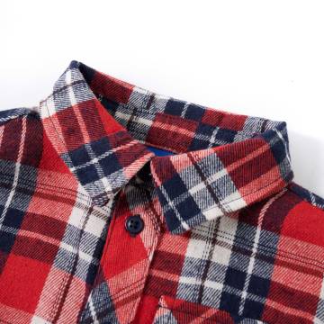 Kids' Plaid Shirt Red and Navy 140