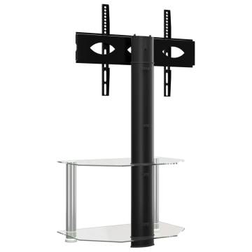 Corner TV Stand 2-Tiers for 32-70 Inch Black and Silver