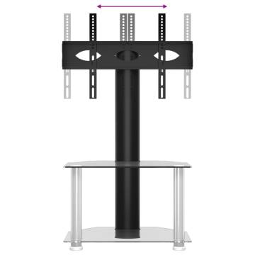 Corner TV Stand 2-Tiers for 32-70 Inch Black and Silver