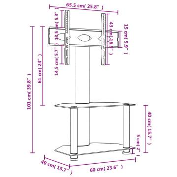 Corner TV Stand 2-Tiers for 32-70 Inch Black and Silver