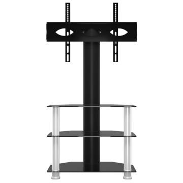 Corner TV Stand 3-Tiers for 32-70 Inch Black and Silver