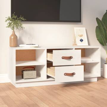 TV Cabinet White 100x34x40 cm Solid Wood Pine