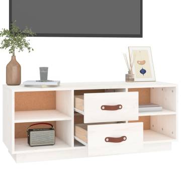 TV Cabinet White 100x34x40 cm Solid Wood Pine