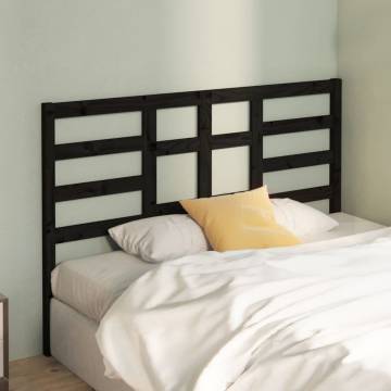 Bed Headboard Black 126x4x104 cm Solid Wood Pine