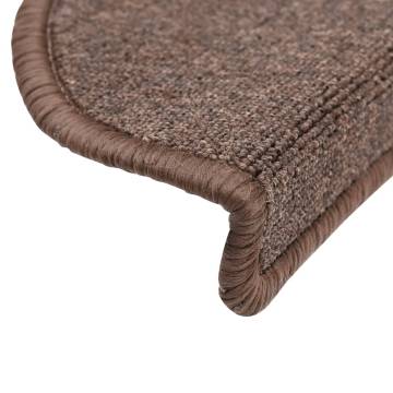 Carpet Stair Treads 15 pcs Coffee Brown 56x17x3 cm