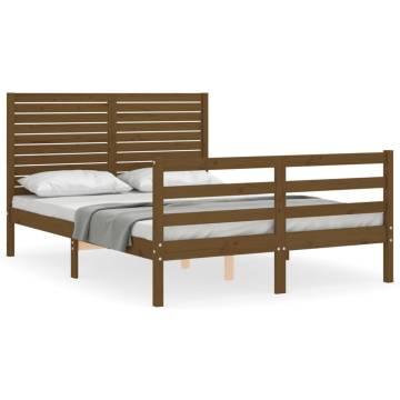 Bed Frame with Headboard Honey Brown Small Double Solid Wood