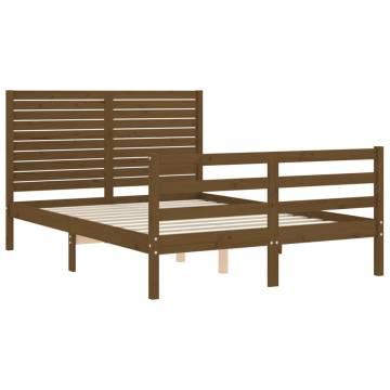 Bed Frame with Headboard Honey Brown Small Double Solid Wood