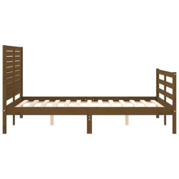 Bed Frame with Headboard Honey Brown Small Double Solid Wood