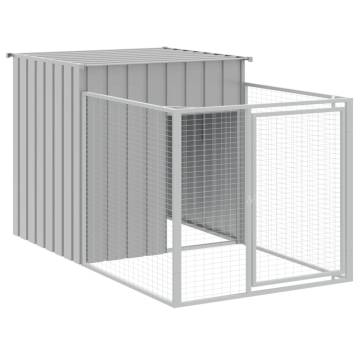 Dog House with Run Light Grey 110x609x110 cm Galvanised Steel