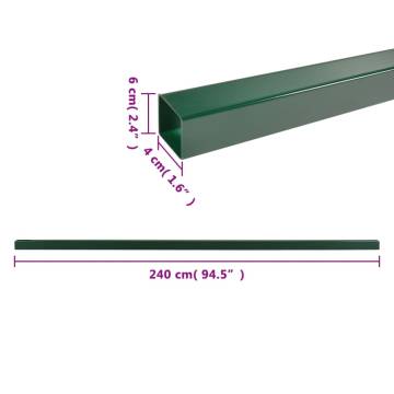 Garden Fence Posts 30 pcs Green 240 cm Steel