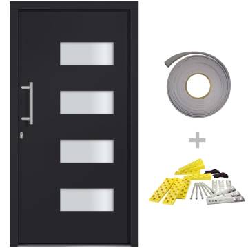 Front Door Aluminium and PVC Anthracite 100x200 cm