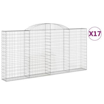 Arched Gabion Baskets 17 pcs 300x30x140/160 cm Galvanised Iron