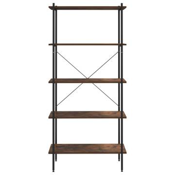 5-Tier Shelving Unit Black and Dark Wood 80x40x163 cm