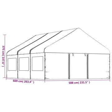 Gazebo with Roof White 6.69x5.88x3.75 m Polyethylene