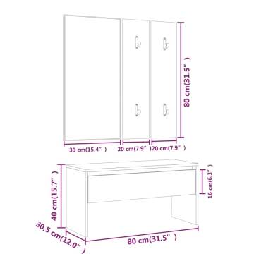 Hallway Furniture Set High Gloss White Engineered Wood