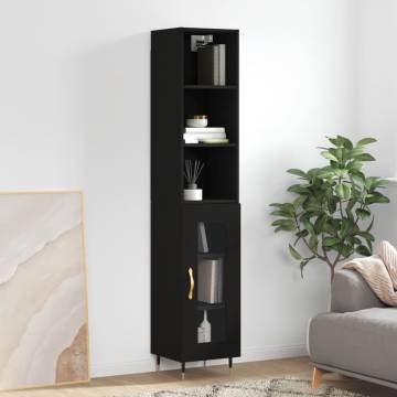 Highboard Black 34.5x34x180 cm Engineered Wood