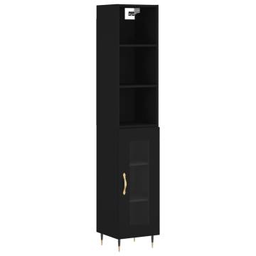 Highboard Black 34.5x34x180 cm Engineered Wood