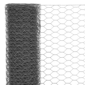 Chicken Wire Fence Steel with PVC Coating 25x0.75 m Grey