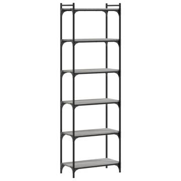 Bookcase 6-Tier Grey Sonoma 60x30x188 cm Engineered Wood