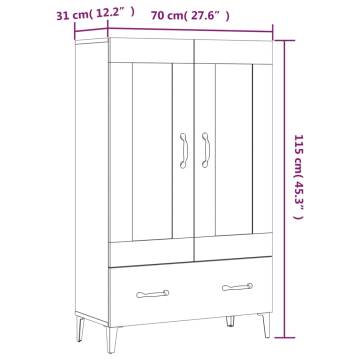 Highboard Black 70x31x115 cm Engineered Wood