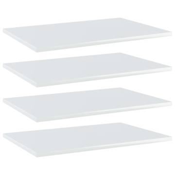 Bookshelf Boards 4 pcs High Gloss White 60x40x1.5 cm Engineered Wood