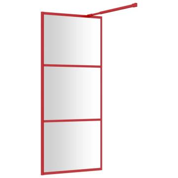 Walk-in Shower Wall with Clear ESG Glass Red 80x195 cm