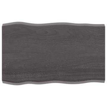 Table Top Dark Brown 80x50x(2-4) cm Treated Solid Wood Live Edge