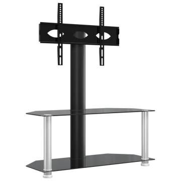 Corner TV Stand 2-Tiers for 32-70 Inch Black and Silver