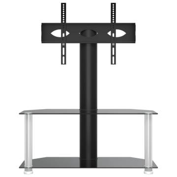 Corner TV Stand 2-Tiers for 32-70 Inch Black and Silver