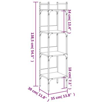 Bookshelf 4-Tier Brown Oak 35x30x138.5 cm Engineered Wood