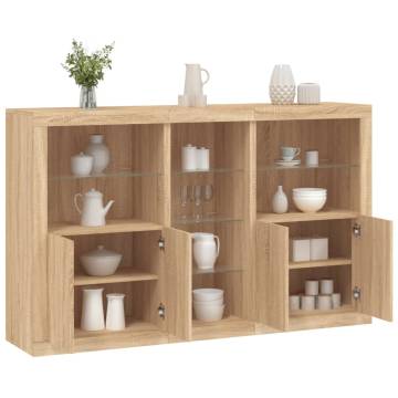 Sideboard with LED Lights Sonoma Oak 162x37x100 cm