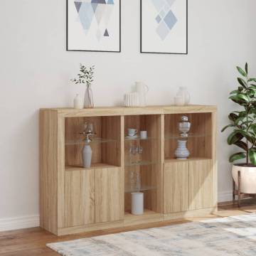 Sideboard with LED Lights Sonoma Oak 162x37x100 cm