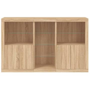 Sideboard with LED Lights Sonoma Oak 162x37x100 cm