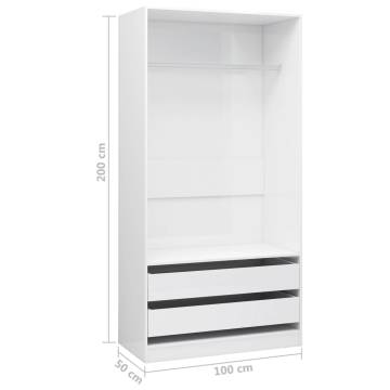 Wardrobe High Gloss White 100x50x200 cm Engineered Wood