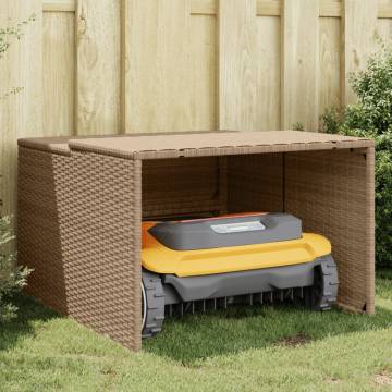 Robot Mower Garage Beige 86x90x52/57 cm Poly Rattan