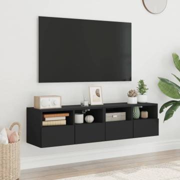 TV Wall Cabinets 2 pcs Black 60x30x30 cm Engineered Wood