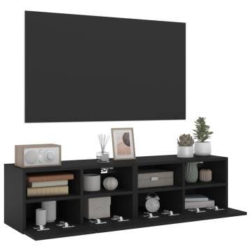 TV Wall Cabinets 2 pcs Black 60x30x30 cm Engineered Wood