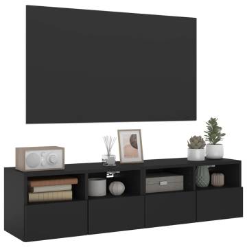 TV Wall Cabinets 2 pcs Black 60x30x30 cm Engineered Wood