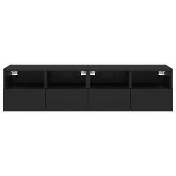 TV Wall Cabinets 2 pcs Black 60x30x30 cm Engineered Wood