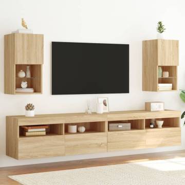 TV Cabinets with LED Lights 2 pcs Sonoma Oak 30.5x30x60 cm