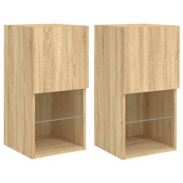 TV Cabinets with LED Lights 2 pcs Sonoma Oak 30.5x30x60 cm