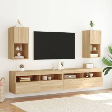 TV Cabinets with LED Lights 2 pcs Sonoma Oak 30.5x30x60 cm