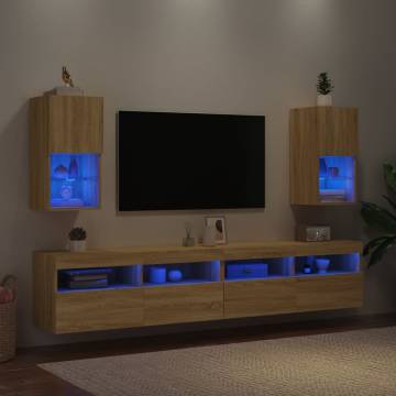 TV Cabinets with LED Lights 2 pcs Sonoma Oak 30.5x30x60 cm