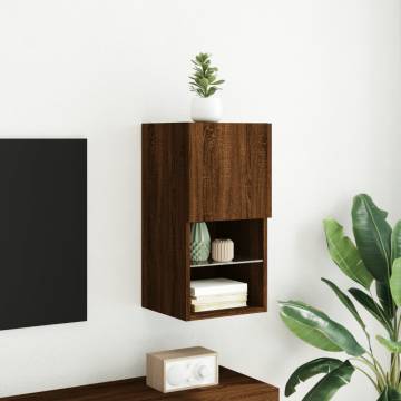 TV Cabinet with LED Lights Brown Oak 30.5x30x60 cm