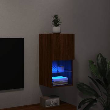 TV Cabinet with LED Lights Brown Oak 30.5x30x60 cm